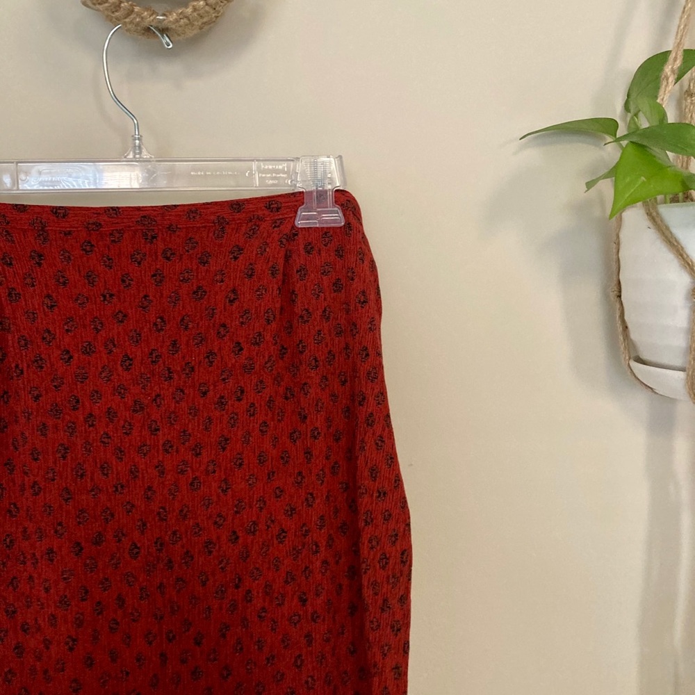 Red patterned maxi skirt